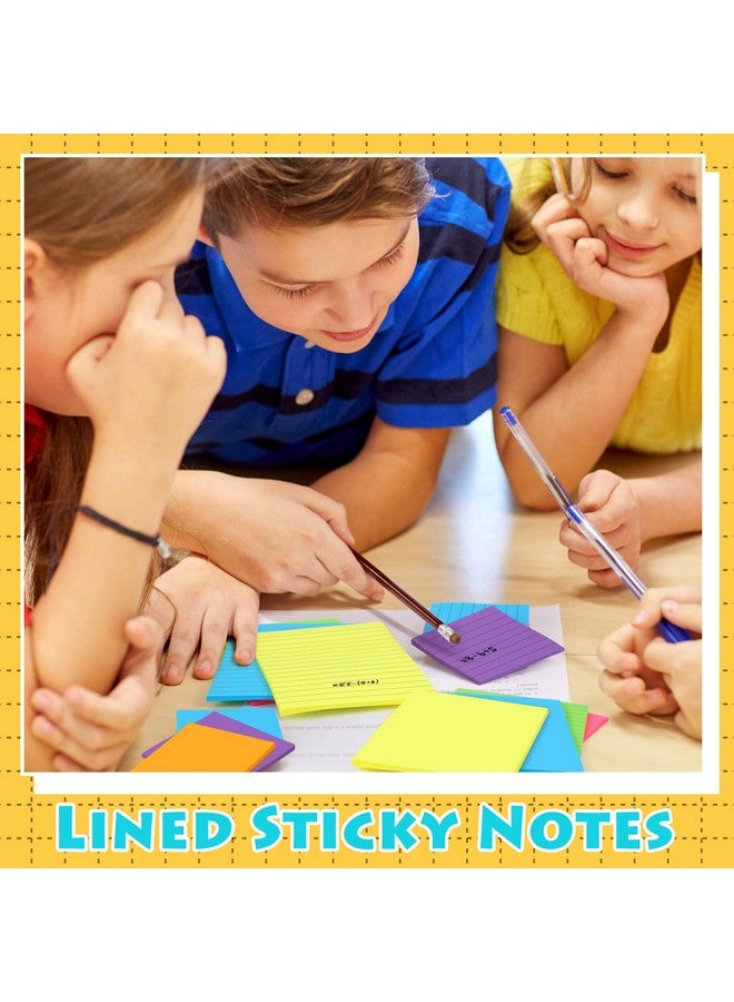 Yexiya 64 Pcs Lined Sticky Notes Self Stick Notes with Lines Bright Assorted Colors Sticky Notes for Home Office Products Post Memos, 1920 Sheets(4 x 6 Inch, 3 x 3 Inch,Multi Color) - Image 3