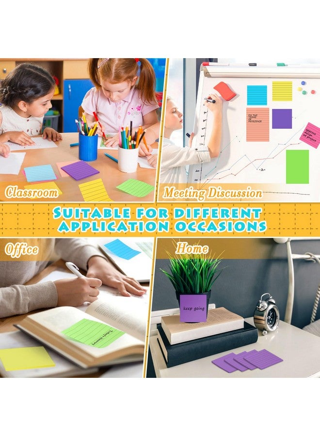 Yexiya 64 Pcs Lined Sticky Notes Self Stick Notes with Lines Bright Assorted Colors Sticky Notes for Home Office Products Post Memos, 1920 Sheets(4 x 6 Inch, 3 x 3 Inch,Multi Color) - Image 4