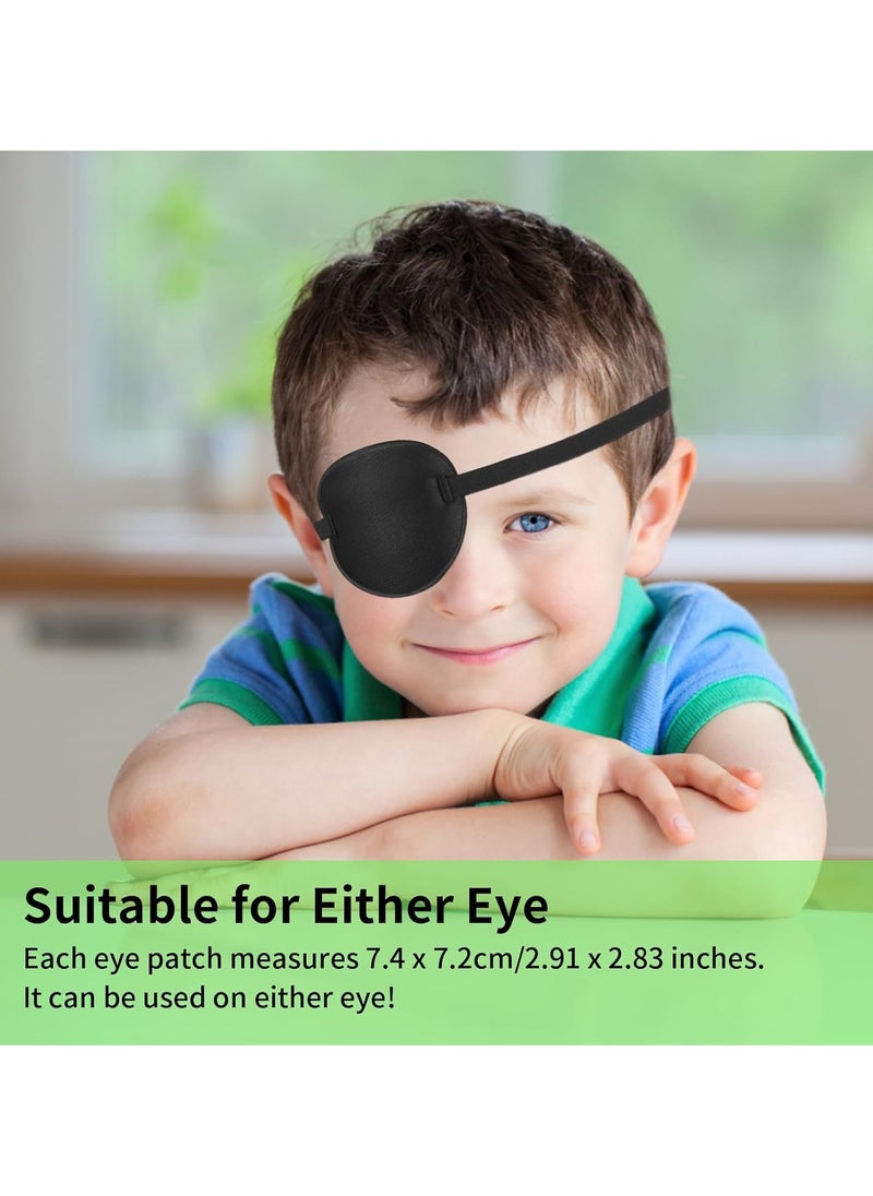 2PCS Eye Patch, 3D Adjustable Eye Patches, Amblyopia Lazy Eye Patches for Left or Right Eyes for Adults and Kids (Black)