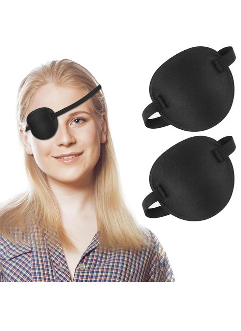 2PCS Eye Patch, 3D Adjustable Eye Patches, Amblyopia Lazy Eye Patches for Left or Right Eyes for Adults and Kids (Black)