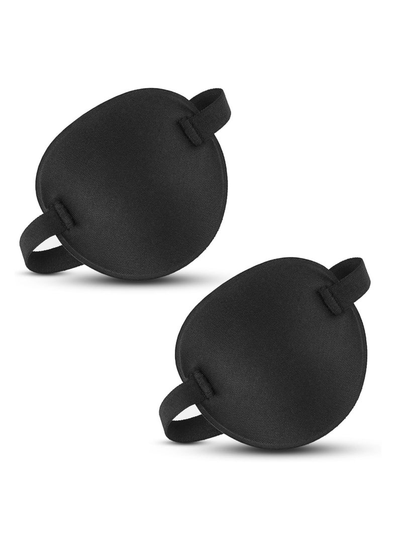 2PCS Eye Patch, 3D Adjustable Eye Patches, Amblyopia Lazy Eye Patches for Left or Right Eyes for Adults and Kids (Black)