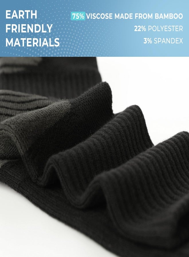 BAMBOO COOL Men's Crew Socks Athletic Running Sports Socks, Cushioned Moisture Wicking, Breathable Arch Support 6 Pack Black - Image 5