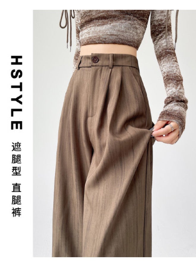 Hstyle Women's Winter Wide-leg Suit Pants - High Waist Slimming, Premium Stretch, Thickened Straight-leg Casual Trousers With Elegant Drape - Image 1