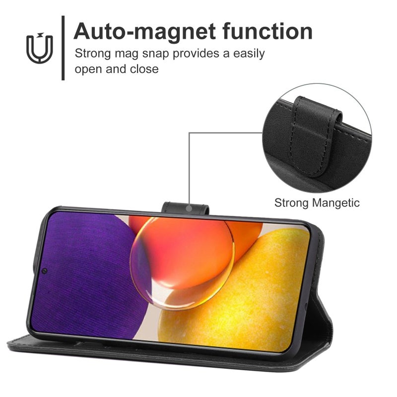 HuHa Case Cover Leather Phone Case For Samsung Galaxy A82 5G / Quantum 2(Black) - Image 4