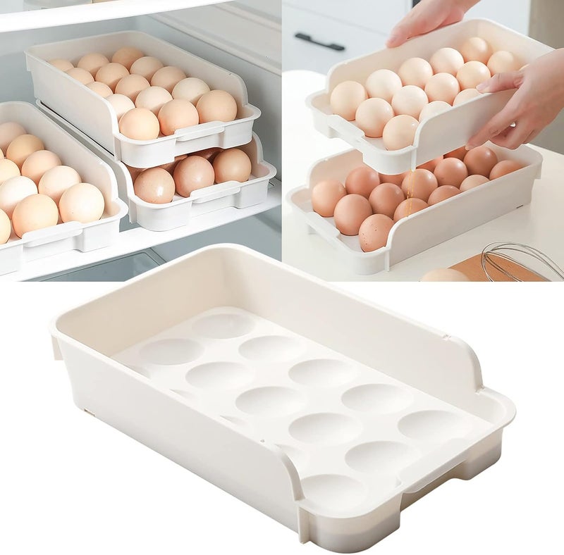 comfrt 2PCS Large Capacity Eggs Holder for Refrigerator - Stackable 15-Grid Eggs Fresh Storage Box for Fridge, Eggs Storage Container Organizer Bin Fridge Organizers and Storage - Image 1