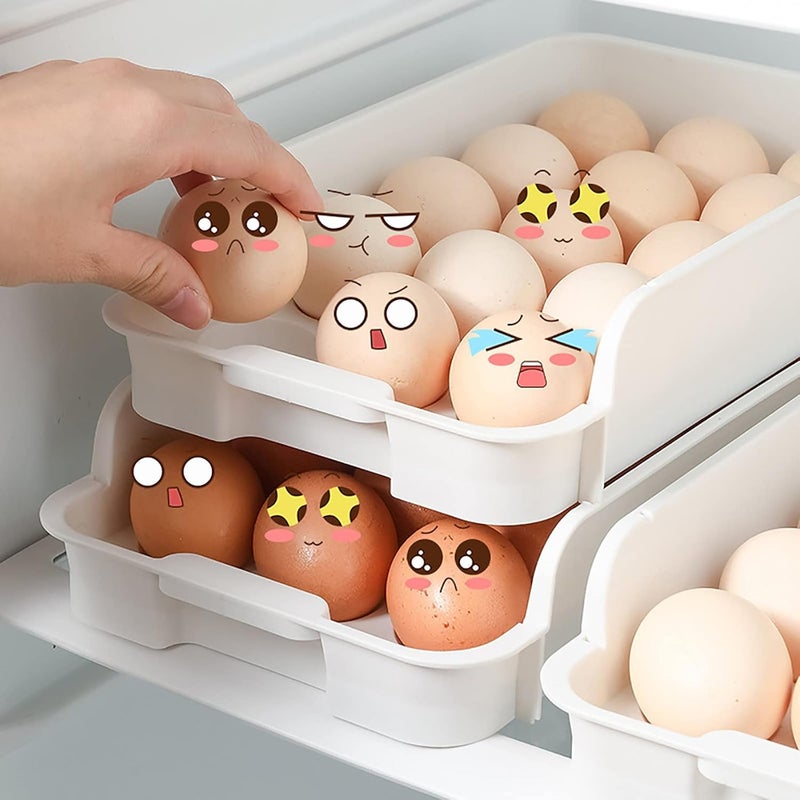 comfrt 2PCS Large Capacity Eggs Holder for Refrigerator - Stackable 15-Grid Eggs Fresh Storage Box for Fridge, Eggs Storage Container Organizer Bin Fridge Organizers and Storage - Image 2