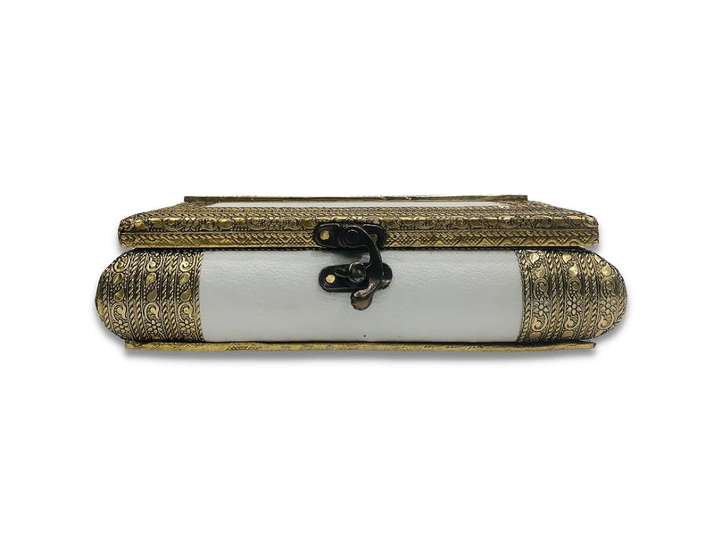 ROXA صندوق فواكه جافة فارغ مزخرف / صندوق فواكه جافة خشبي / صندوق حلويات / صندوق فواكه جافة مؤكسد / صندوق هدايا / صندوق مخوش / صندوق سوباري (صندوق 4 أقسام) (راجوادي أبيض) - Image 3