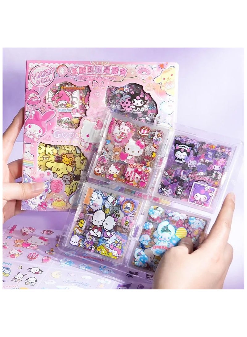 Sanrio Anime Girl Stickers - 100 Sheets Sanrio Stickers Kit, Vinyl Cartoon Aesthetic Decorative Sticker Set, Ideal for Scrapbooking, Journaling, Laptops and Room Decoration - Image 2