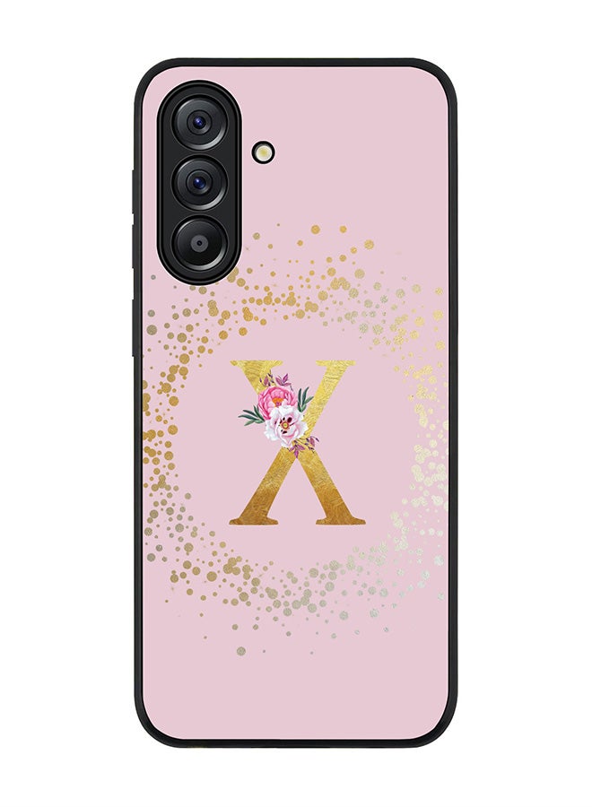 Stylizedd For Samsung Galaxy A56 5G Case,Slim fit Camera Protection, Shockproof Thin Phone cover  - Custom Monogram Floral - X  (Pink ) - Image 1