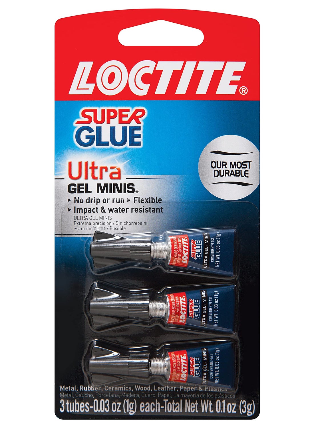 Loctite Loctite Super Glue Ultra Gel Minis, 1 Gram Tubes, 3 Pack - Clear Superglue for Plastic, Wood, Metal, Crafts, & Repair, Instant Glue Adhesive, Quick Dry  - Image 1
