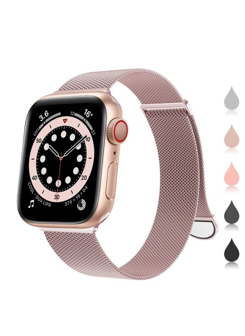 Compatible with Apple Watch Band 42mm 41mm 40mm 38mm for Women and Men, Magnetic Metal Stainless Steel Strap Wristband Compatible for iWatch Series 10 9 8 7 6 5 4 3 2 1 SE Rose Pink