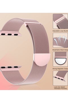 Generic Compatible with Apple Watch Band 42mm 41mm 40mm 38mm for Women and Men, Magnetic Metal Stainless Steel Strap Wristband Compatible for iWatch Series 10 9 8 7 6 5 4 3 2 1 SE Rose Pink  - Image 3