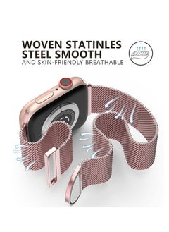Generic Compatible with Apple Watch Band 42mm 41mm 40mm 38mm for Women and Men, Magnetic Metal Stainless Steel Strap Wristband Compatible for iWatch Series 10 9 8 7 6 5 4 3 2 1 SE Rose Pink  - Image 4