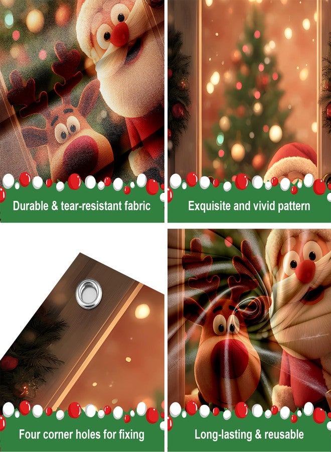 BVBOX Christmas Door Cover 35.4"x70.8", Santa Elk Welcome Christmas Front Door Decoration Covers, Decorative Xmas Banner for Home Classroom Christmas Decor - Image 3