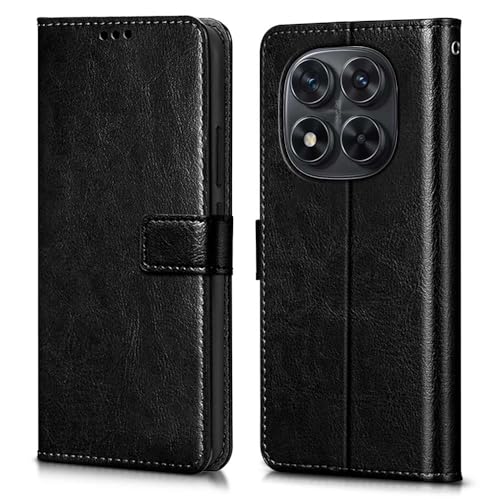 WOW IMAGINE Shock Proof Flip Cover Back Case Cover for Redmi Note 14 Pro 5G | Poco X7 5G (Flexible | Leather Finish | Card Pockets Wallet & Stand | Black) - Image 1