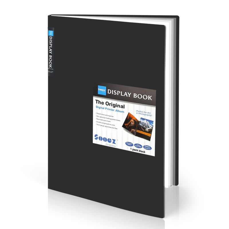Sooez Art Portfolios 11"x17", Large Portfolio Folder with 30 Pockets & Black Inner Sheets, Display 60 Pages, 11 x 17 Presentation Book - Image 1