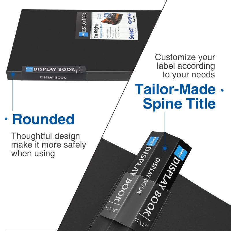 Sooez Art Portfolios 11"x17", Large Portfolio Folder with 30 Pockets & Black Inner Sheets, Display 60 Pages, 11 x 17 Presentation Book - Image 3