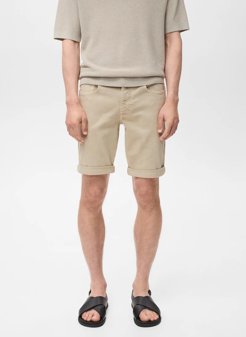 Mango Man Slim-Fit Denim Bermuda Shorts