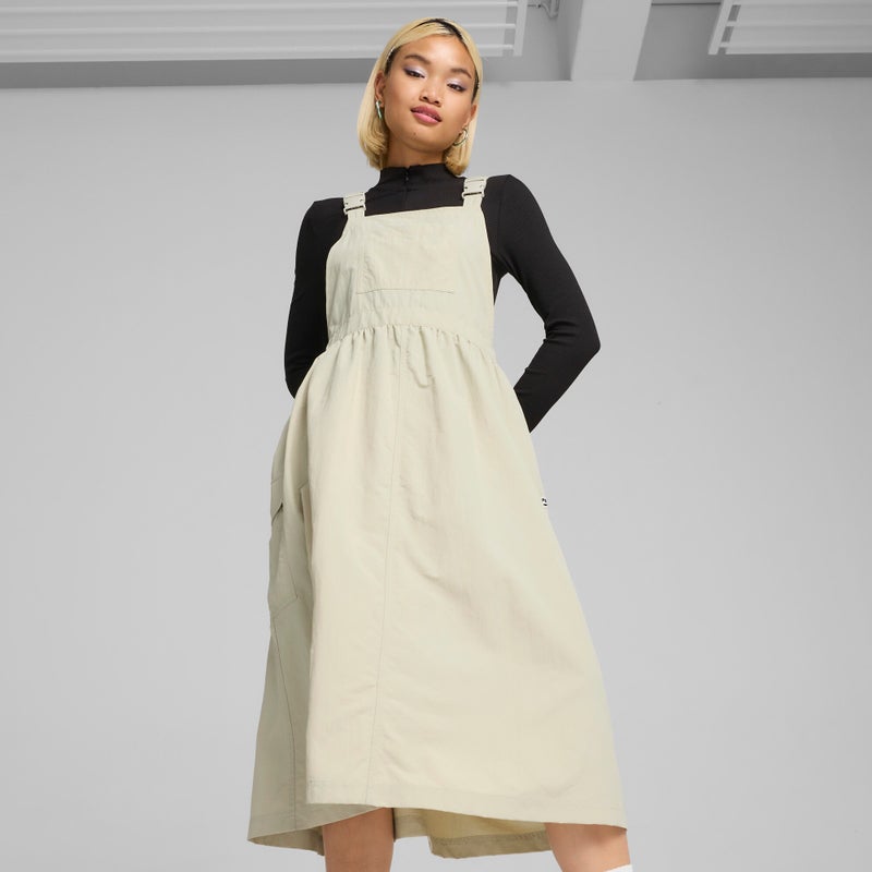 PUMA DOWNTOWN Womens Beige Dungaree Dress - Image 3