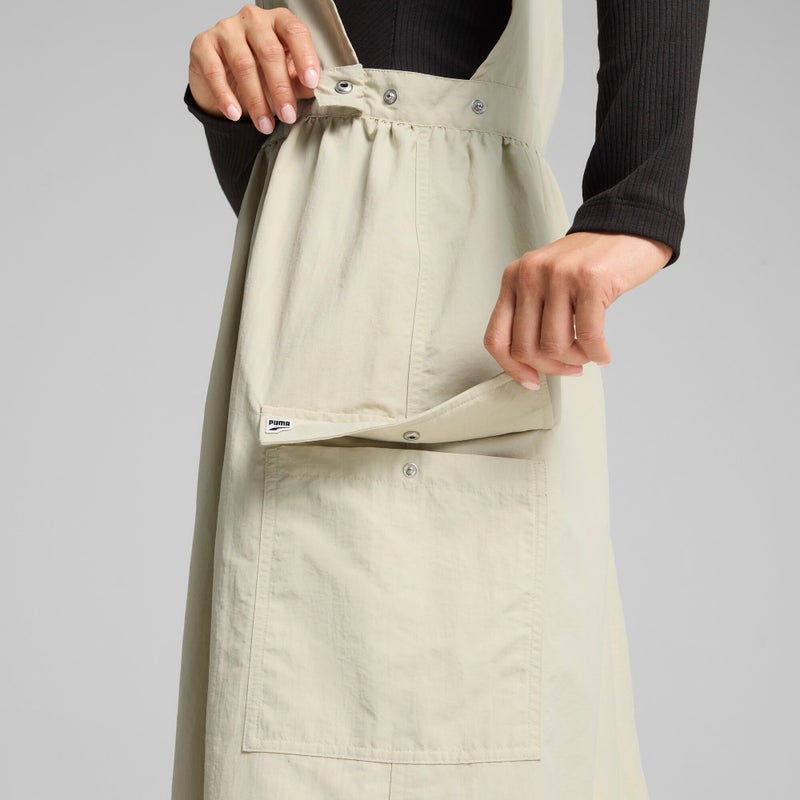 PUMA DOWNTOWN Womens Beige Dungaree Dress - Image 5