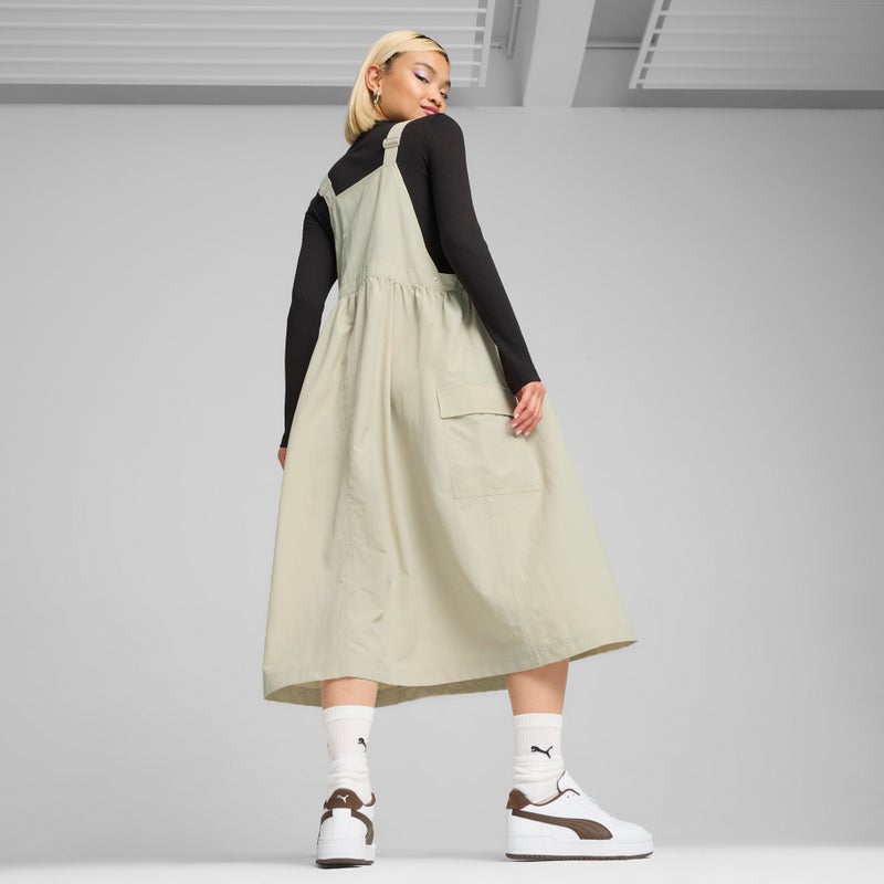 PUMA DOWNTOWN Womens Beige Dungaree Dress - Image 4