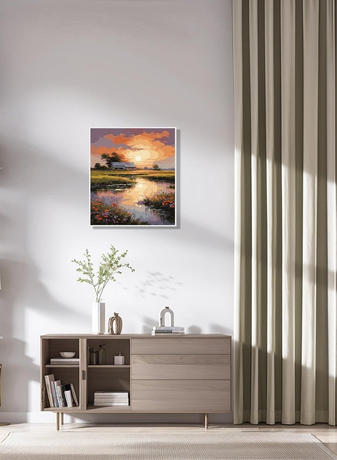 DoMyArt Paint by Numbers Kit for Adults Beginners, DIY Acrylic Painting on Canvas Home Decor Wall Art (River Under Sunset, 16x20 Inch, No Frame) - Image 4