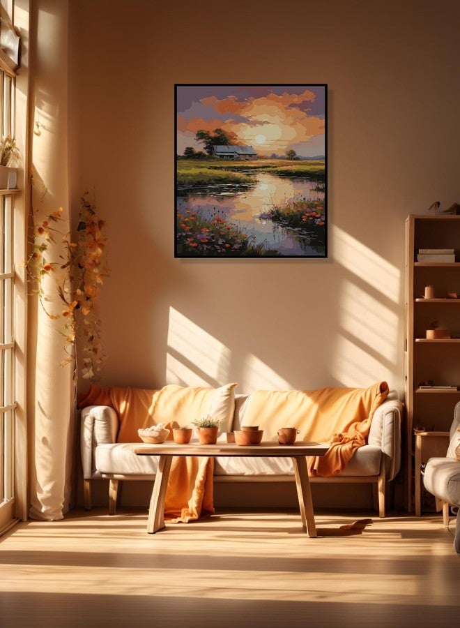 DoMyArt Paint by Numbers Kit for Adults Beginners, DIY Acrylic Painting on Canvas Home Decor Wall Art (River Under Sunset, 16x20 Inch, No Frame) - Image 3