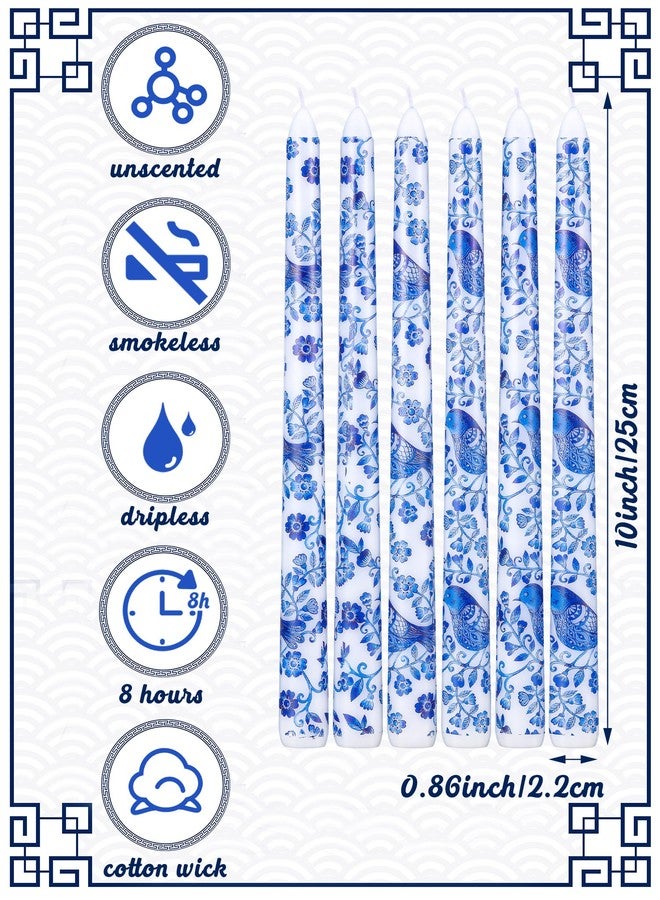 Conelist 12 Pack Chinoiserie Taper Candles Blue and White Taper Candle 10inch Blue Willow Decorative Taper Candles Bulk for Coworkers Home Decoration Wedding Women - Image 3