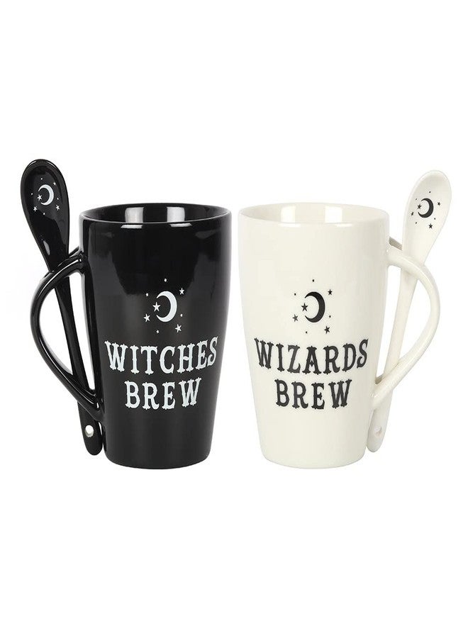طقم كوب وملعقة من Pacific Giftware بتصميم الساحرات والسحرة، مناسب لأي زوجين من محبي الأسلوب القوطي.