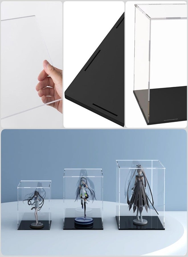 SANTALON Acrylic Display Case 7x7x7 inch with Black Base | Dustproof Transparent Showcase for Action Figures Collectibles Trophies & Miniatures (7" L x 7" W x 11" H) - Image 2