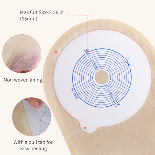 DERAYMI 30 PCS Colostomy Bags, Ostomy Supplies with 6 Clamp Closure, 15mm-65mm Cut to Fit Ostomy Bag for Ileostomy Stoma Care, Single-Layer Non-Woven Drainable Pouches - Image 3