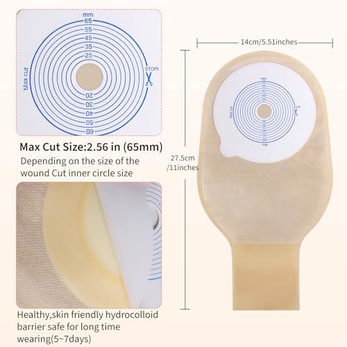 DERAYMI 30 PCS Colostomy Bags, Ostomy Supplies with 6 Clamp Closure, 15mm-65mm Cut to Fit Ostomy Bag for Ileostomy Stoma Care, Single-Layer Non-Woven Drainable Pouches - Image 2