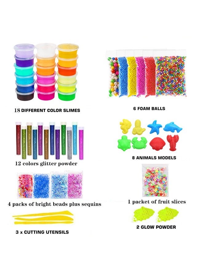 GIOIO Non-Sticky Soft Scented Slime Kit for Kids - Create Cloud, Foam, Animal Slime with Charms - Perfect Stress Relief Party Favors & Gift Ideas | Educational Toys | DIY Slime Supplies - Image 2