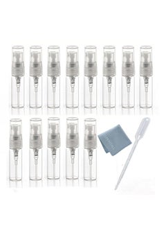 ELFENSTALL Elfenstal- 25pcs Mini Clear 3ml Fine Mist Atomizer Glass Bottle Spray Refillable Perfume Empty Bottle Glass Clean Cloth for Travel Party Portable Makeup Tool 