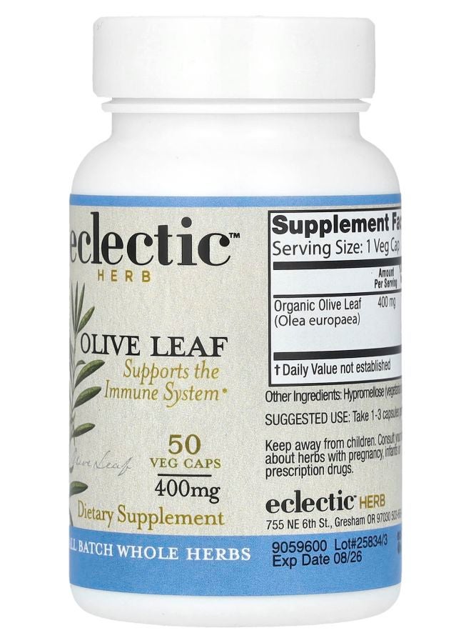 Eclectic Herb Freeze Dried Olive Leaf 400 mg 50 Veg Caps - Image 2