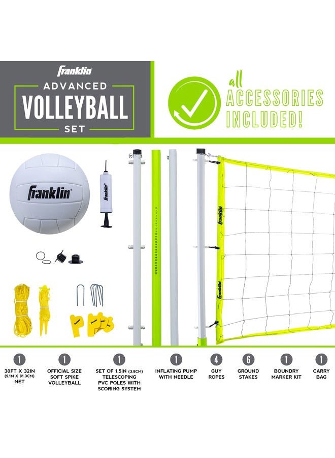 Franklin Sports Beach and Backyard Volleyball Set - Portable Net With Poles, Ground Stakes, and Ball - Advanced - Image 2