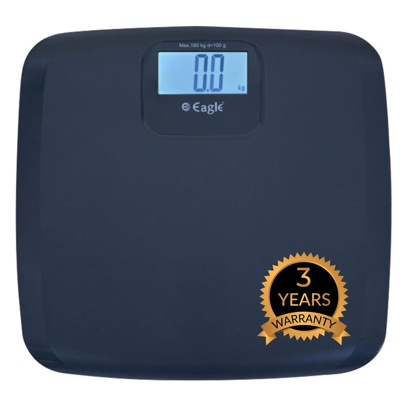 Eagle Digital Body Weighing Scale | 180 Kg Capacity, Bathroom Weight Machine for Body Weight | Easy Read LCD with Black Digits | Personal Scale for Home & Gym | 36-Month Warranty - EEP-1005A Black - Image 1