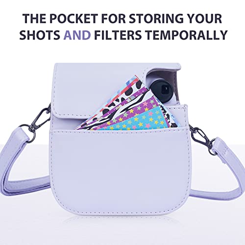 Phetium Instant mini 12 Camera Protective Case Compatible with Instax Mini 12 11,PU Leather Bag with Pocket and Adjustable Shoulder Strap (Lilac Purple) - Image 4