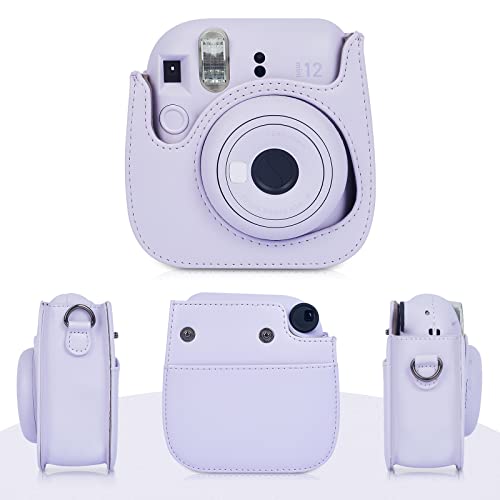 Phetium Instant mini 12 Camera Protective Case Compatible with Instax Mini 12 11,PU Leather Bag with Pocket and Adjustable Shoulder Strap (Lilac Purple) - Image 2