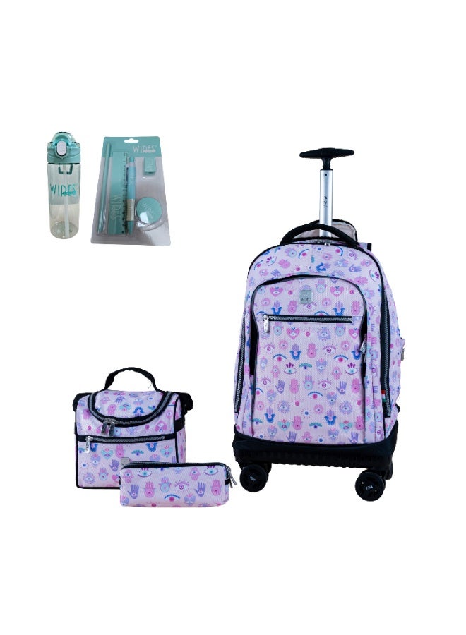 Wires WIRES 4 Wheels printed trolley 19" with lunch bag and pencil case  - Image 1