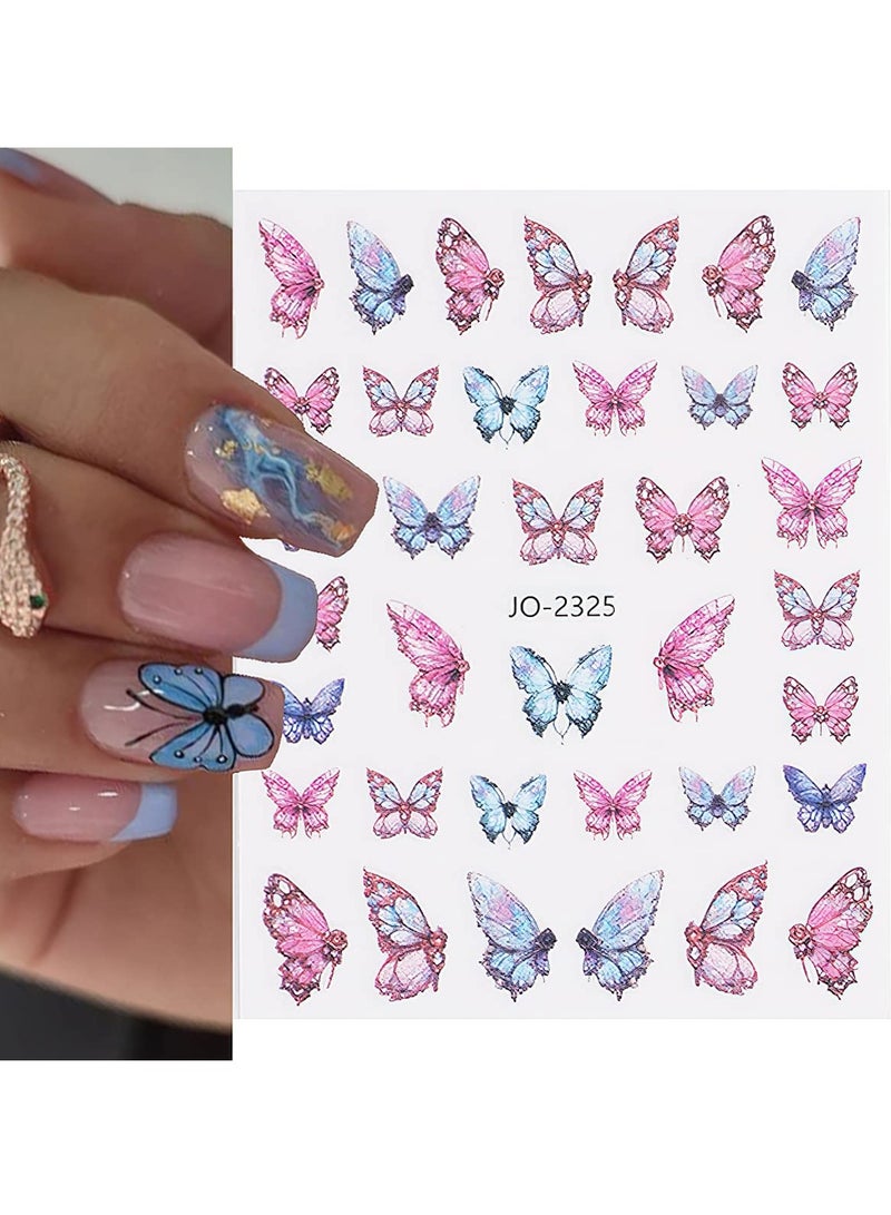 Butterfly Nail Art Stickers, 3D Butterfly Self-Adhesive Nail Decals, Nail Designs Decorations for Nail Gel Polish, Butterfly Nail Decoration DIY Manicure Decor for Women Girls, 6 Sheets - Image 3