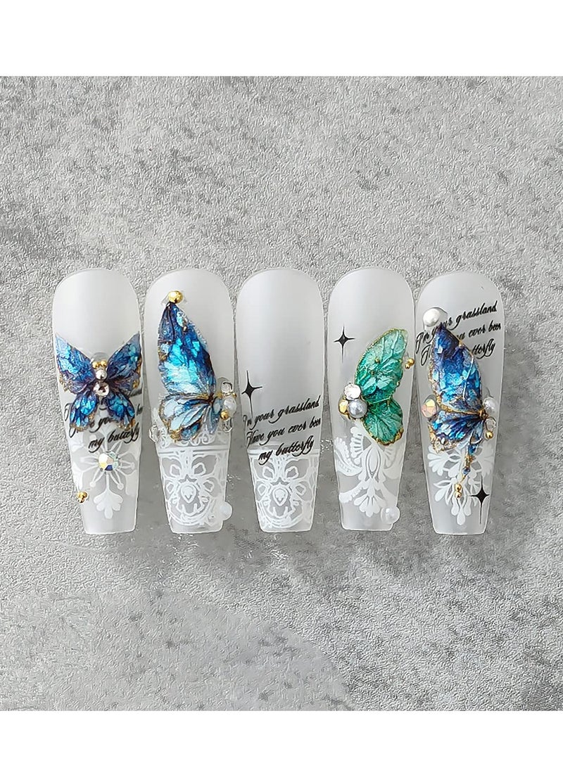 Butterfly Nail Art Stickers, 3D Butterfly Self-Adhesive Nail Decals, Nail Designs Decorations for Nail Gel Polish, Butterfly Nail Decoration DIY Manicure Decor for Women Girls, 6 Sheets - Image 4