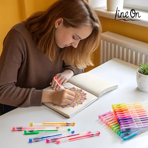Lineon 108 Colors Gel Pens Set, Gel Pens for Adult Coloring Books Journals Drawing Doodling Art Markers - Image 5