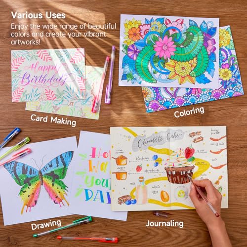 Lineon 108 Colors Gel Pens Set, Gel Pens for Adult Coloring Books Journals Drawing Doodling Art Markers - Image 4