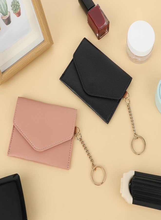 Sliverdew 2 Pack Birth Control Pill Case Sleeve Packet 4.3 X 3.2 Inch PU Leather Wallet Pill Holder Privacy Protection Birth Control Pill Wallet with Key Ring for Pill Card Organizer (Pink, Black) - Image 3