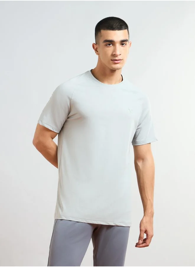 تكنوسبورت Technosport Solid Raglan Sleeves Round Neck T-Shirt