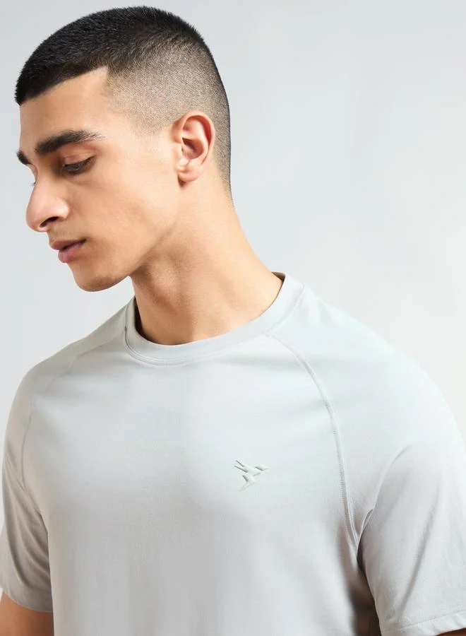 Technosport Technosport Solid Raglan Sleeves Round Neck T-Shirt