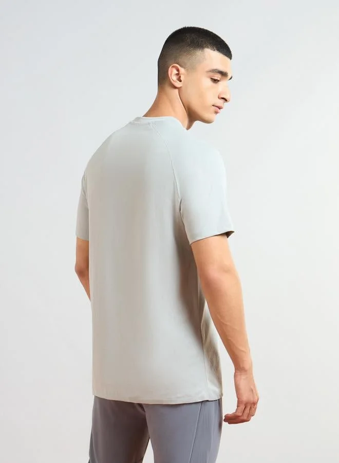 Technosport  Solid Raglan Sleeves Round Neck T-Shirt for Men | Best Price UAE