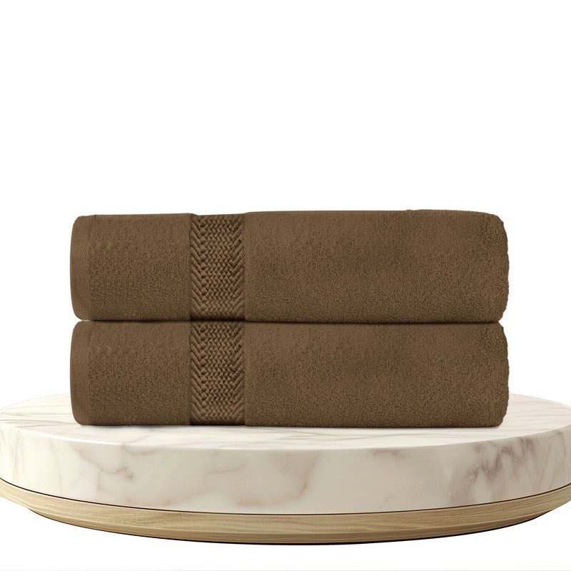 REST Bath Towel  Set of 2 Wood Brown Cotton Towel  70x140cm , 27x55 inch Luxury Hotel Towel Set Absorbent Durable Lightweight Washable Quick Dry Spa Quality Beach Pool Family Bath Towel. - Image 1