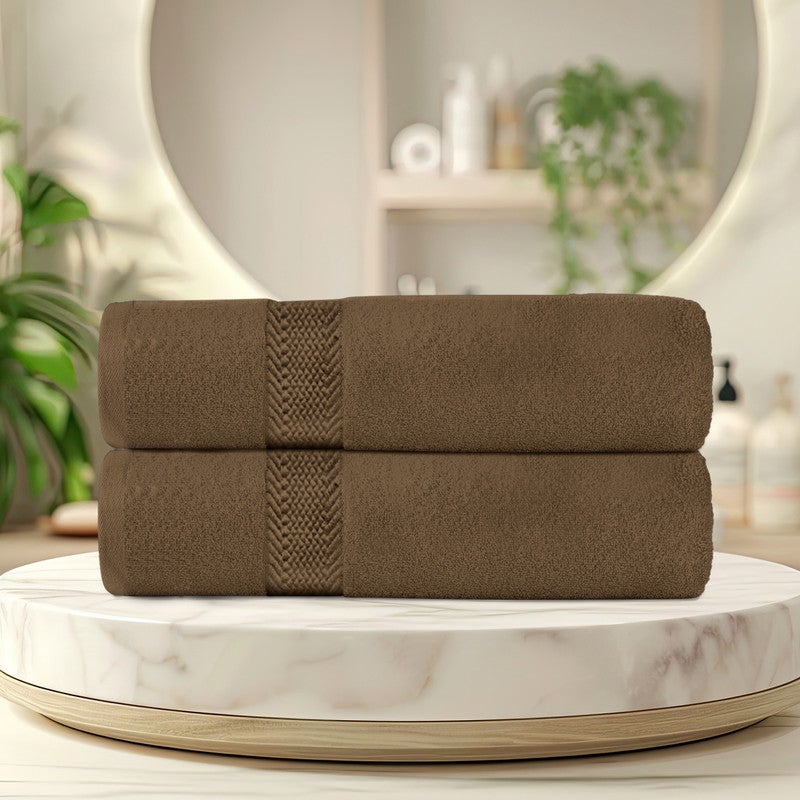 REST Bath Towel  Set of 2 Wood Brown Cotton Towel  70x140cm , 27x55 inch Luxury Hotel Towel Set Absorbent Durable Lightweight Washable Quick Dry Spa Quality Beach Pool Family Bath Towel. - Image 2